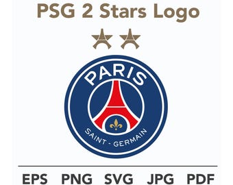 Logo du football PSG 2 étoiles SVG PNG (téléchargement numérique)