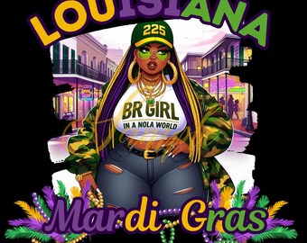 Mardi Gras BR Girl in NOLA World, png
