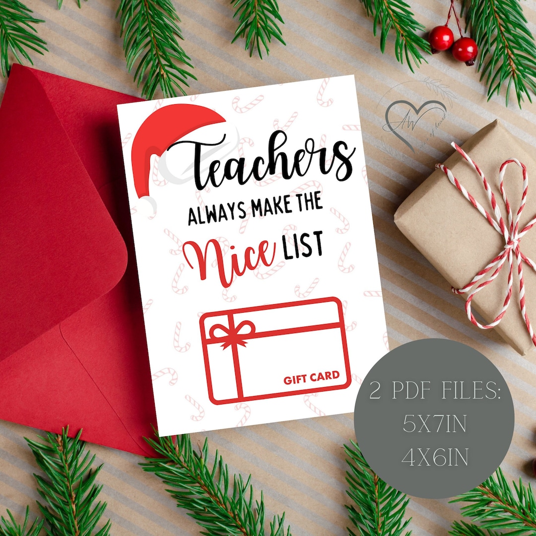 Teacher Christmas Card, Teacher Gift Card, Printable Teacher Christmas