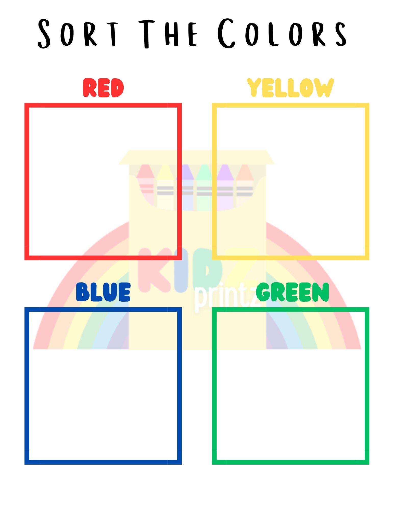 Kids Activity Sheet Colors Editable Kids Activity Sheet Etsy