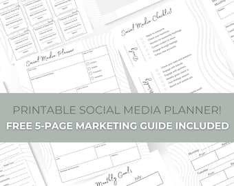 Social Media Planner Printable: Marketing Guide Bundle (PDF)