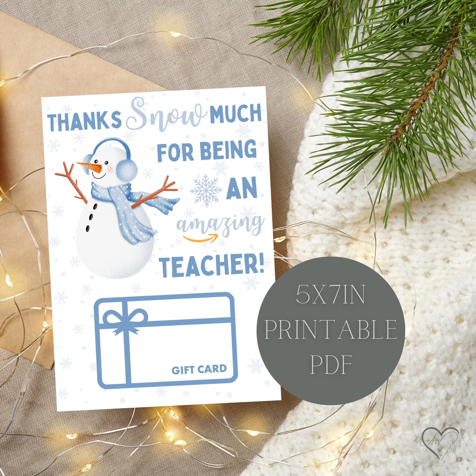 Teacher Christmas Card, Printable Teacher Christmas Card, Teacher ...