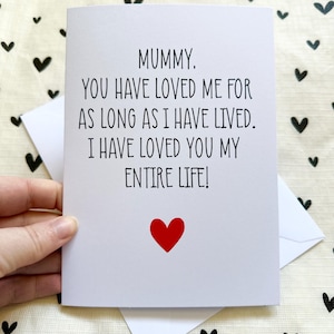 Tarjeta de apoyo a la maternidad "Mamá, te he amado toda mi vida", 5 x 7 pulgadas, hecha a mano, salud mental, simplemente porque sí