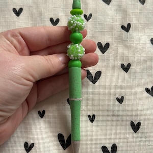 Beaded Pen Simply Green Silicone Beads Writing Ballpoint Pen | Unique Pen, Perfect Gift, Unique Gift