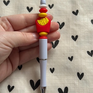 Beaded Pen Takeaway Fries Silicone Beads Writing Ballpoint Pen | Unique Pen, Perfect Gift, Unique Gift