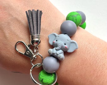 Llavero de pulsera con cuentas de elefante – Juguete sensorial de silicona