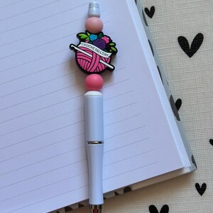 Beaded Pen Pink Crochet All Day | Silicone Beads Writing Ballpoint Pen | Unique Pen, Perfect Gift, Unique Gift