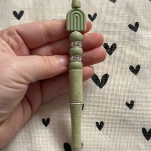 Beaded Pen Green Arch Silicone Beads Writing Ballpoint Pen | Unique Pen, Perfect Gift, Unique Gift