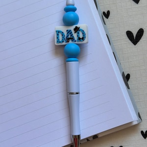 Beaded Pen Blue Dad | Silicone Beads Writing Ballpoint Pen | Unique Pen, Perfect Gift, Unique Gift