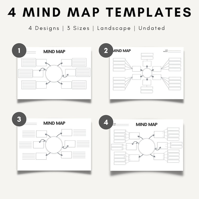 Mind Map Template Printable Mind Map Planner for Brainstorming