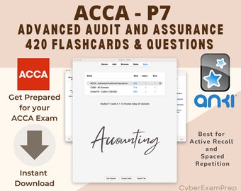 Tarjetas didácticas y preguntas de práctica de garantía de auditoría avanzada de ACCA Tarjetas Anki de ACCA Preparación para el examen de ACCA Documentos de examen Revisión del material de estudio
