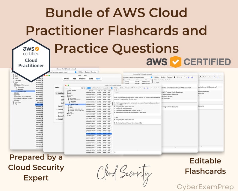 AWS Cloud Practitioner Flashcards 2024 Anki Cards AWS Exam Etsy