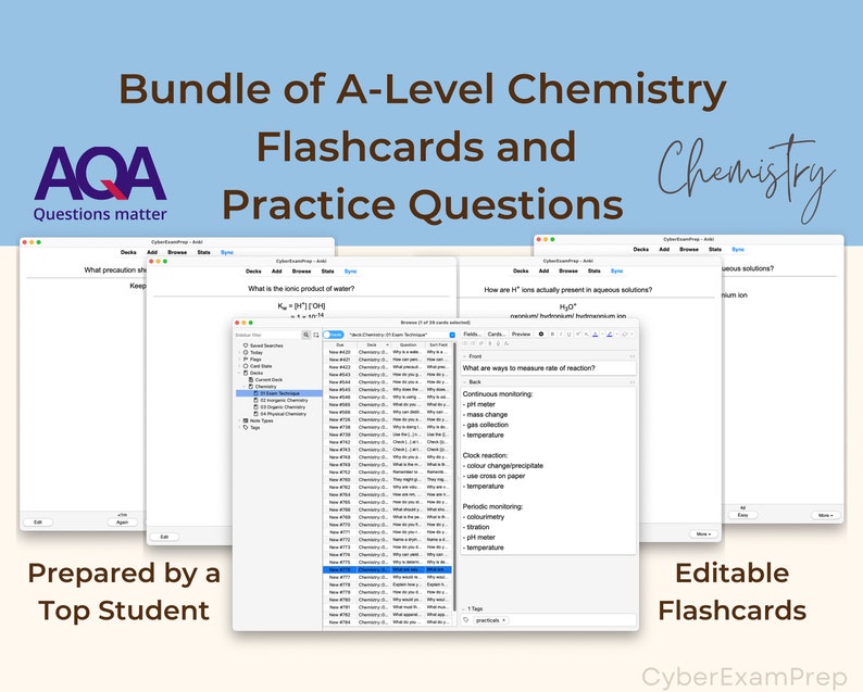 A Level Chemistry OCR A Exam Anki Cards for Student Flashcards and