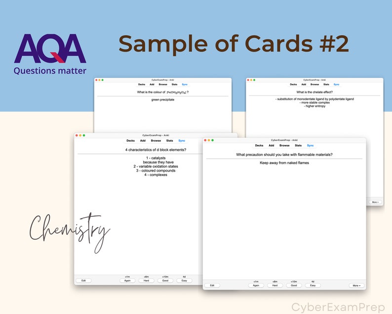 A Level Chemistry OCR A Exam Anki Cards for Student Flashcards and