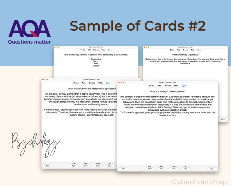 A Level Psychology OCR A Exam Anki Cards for Student Flashcards and