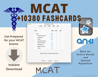 Ultieme MCAT-studieaantekeningenbundel Volledige MCAT-studiegids Examenflitskaarten 2024 Medical College Toelatingstest Anki-kaarten Herzieningsnotities