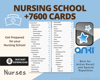 Ultimate Nursing School Bundle Flashcards Anki Cards Nurse Student Flashcards 2024 Revision Notes Medical School Study Guide Pharmacology