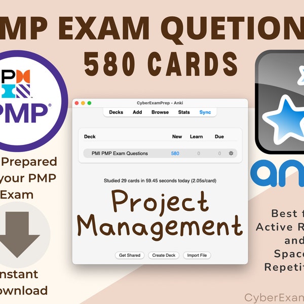 Ultimate PMI PMP Exam Prep 2024 Project Management Study Bundle Exam Practice Questions Anki Card PMBOK Mock Exam Prep Questions Scrum Agile