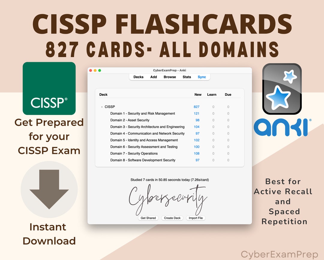 Ultimate CISSP Flashcards 2024 Anki Cards CISSP Exam Prep ISC2 Notes