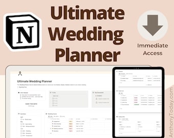 Ultimate Wedding Planner Notion Template 2024 Notion Wedding Organizer Digital Wedding Budget Wedding Checklist Wedding Seating Plan Bride