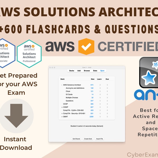 AWS Certification 2024 Flashcards Cloud Architect Anki Cards AWS Exam Prep Cloud Practitioner Study Material AWS Exam Questions Amazon Exam