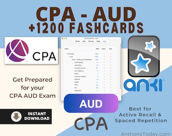 Complete CPA AUD 2024 Flashcards Auditing Attestation Anki Cards Exam Prep CPA Revision Notes Study Accounting Finance Exam Study Guide