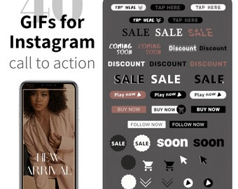 40 Instagram Story GIFs Stickers - call to action, Animated Giphy Sticker, Social Media Story Stickers, animate stickers, for instagram