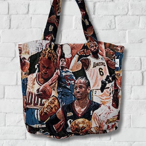 Sac fourre-tout Artsy Tapestry Hoop Dreams, sac à bandoulière, fourre-tout en tissu tissé robuste, sac de transport écologique réutilisable, inspiré du basket-ball