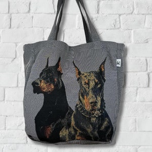 Sac fourre-tout Dobermann Artsy Tapestry, sac porté épaule, sac fourre-tout en tissu tissé robuste, sac de transport écologique réutilisable