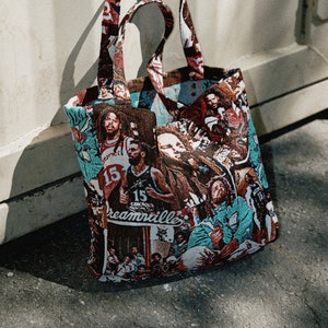 J Cole Tapestry Tote Bag, Over the Shoulder Bag, Reusable Eco Everyday Carry, Music Celebrity
