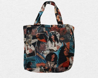 SZA Artsy Tapestry Tote Bag, Over the Shoulder Bag, Sturdy Fabric Woven Tote, Reusable Eco Everyday Carry, Music Inspired