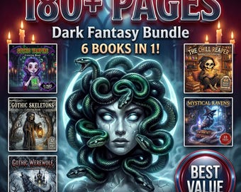 Paquete de libros para colorear de fantasía oscura: páginas de vampiros góticos, hombres lobo y segadores (descarga digital)