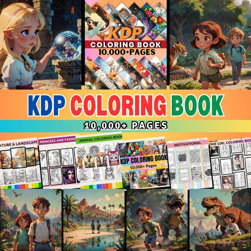 10,000ページ KDP 塗り絵メガバンドル – 印刷用PDF&Procreate用PNG/商用利用PLR付き