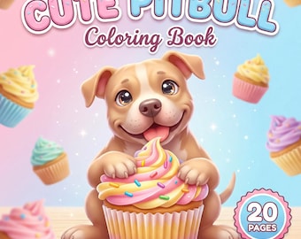 Pitbull Coloring Book, 20 Dog Breed Pages, Adults Kids (PDF Download)