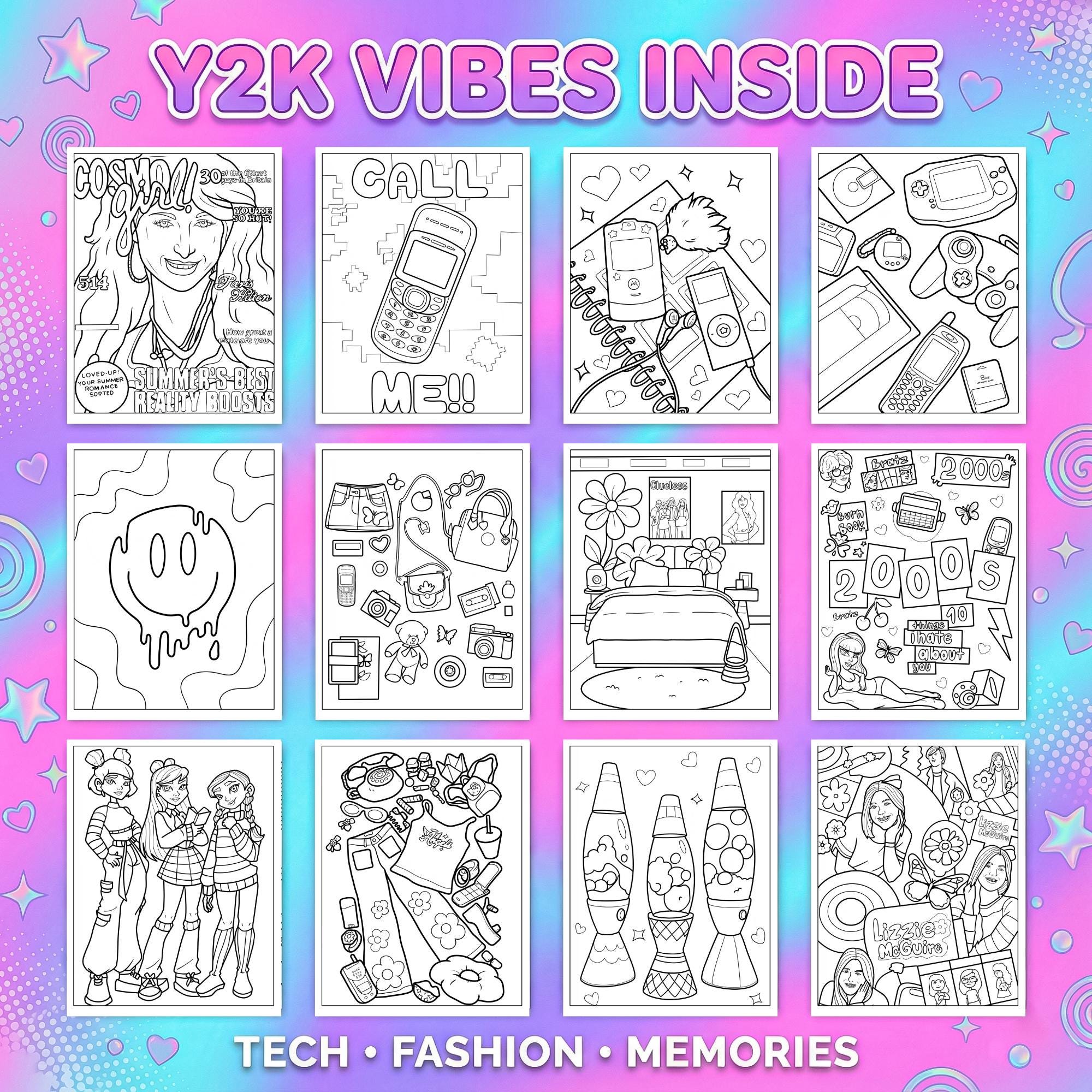 Y2K Nostalgia Coloring Book, Retro 2000s Tech (PDF Download) - Etsy