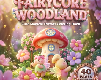 Fairycore Woodland Coloring Book, 40 Whimsical Forest Pages (PDF Download)