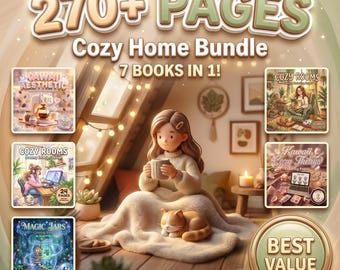 Cozy Home Coloring Book Bundle, 270+ Pages Hygge Interiors (PDF + PNG Download)