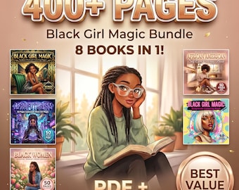 Black Women Coloring Book Bundle, Fashion, Botanical, Afrofuturism (PDF + PNG Download)
