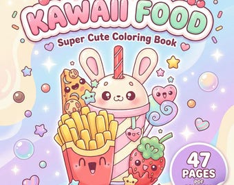 Kolorowanka z jedzeniem Kawaii, 47 stron z przekąskami anime (do pobrania w formacie PDF)