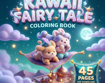 Libro para colorear de cuentos de hadas kawaii, páginas de animales fantásticos, 45 páginas (descarga en PDF)