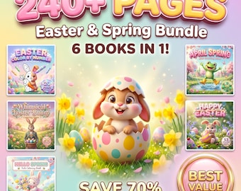 Paquete de libros para colorear de Pascua: más de 240 páginas, conejitos, escenas primaverales (descarga en PDF)