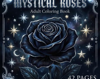 Rose Coloring Book Printable, 42 Floral Botanical Art Pages, PDF Instant Download, Kids Adults