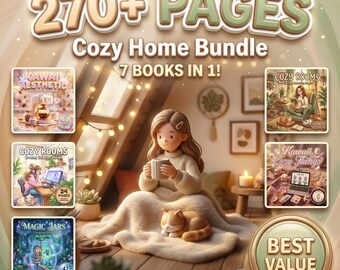 Paquete de libros para colorear "Hogar Acogedor" – Más de 270 páginas, Interiores Hygge (Descarga digital)