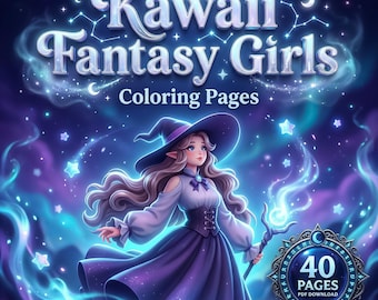 Dibujos para colorear de chicas kawaii de fantasía, libro de hadas y elfos de anime, 40 páginas (descarga en PDF)