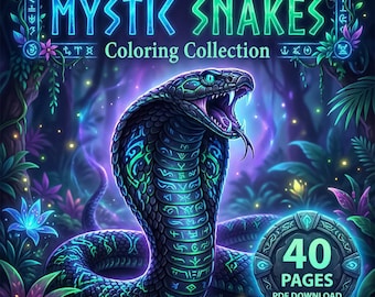 Snake Coloring Pages Printable, 40 Exotic Reptile Designs PDF Instant Download, Kids & Adults