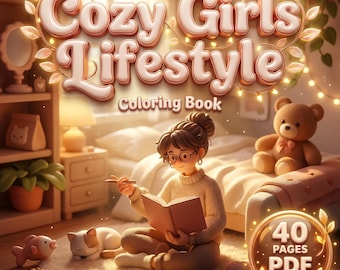 Libro para colorear "Estilo de vida acogedor para niñas", 40 páginas (descarga en PDF)