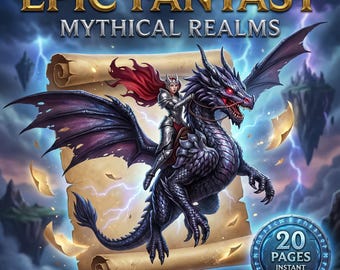 Epic Fantasy Coloring Book, 20 Mythical Creatures, RPG Art Pages (PDF Download)