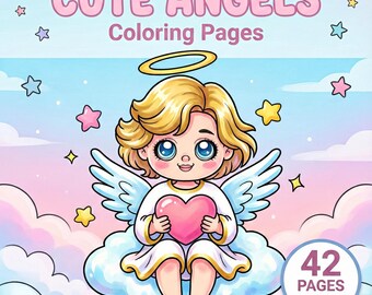 Angel Coloring Book, 42 Cherub Spiritual Art Pages (PDF Download)