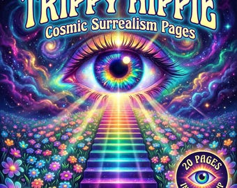 Trippy Hippie Coloring Pages Printable, 20 Psychedelic Surreal Stoner Art, PDF Instant Download, Adults