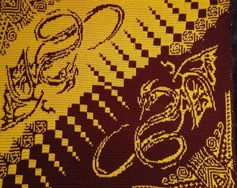 Patrón de manta de crochet con mosaico de dragón en diagonal